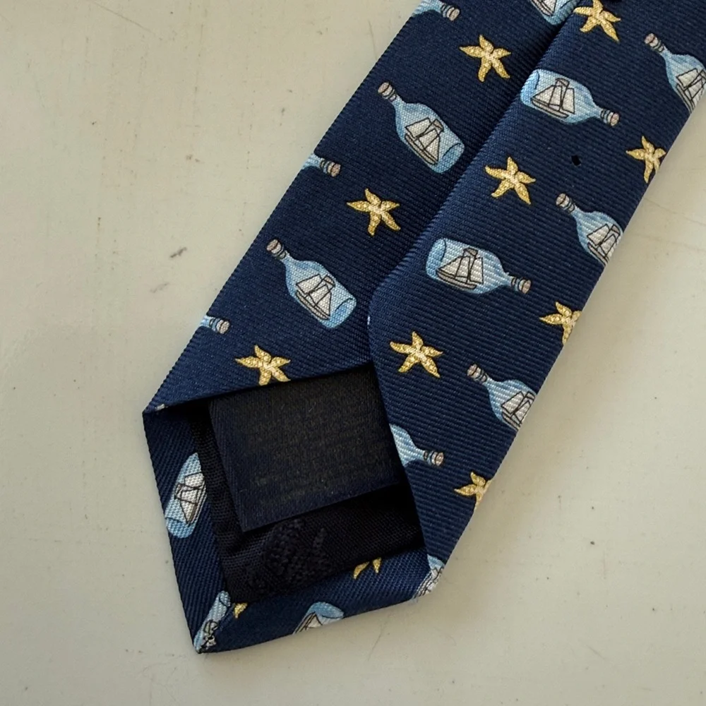 Brooks Brothers Makers Silk Blue Starfish Sailboat Tie